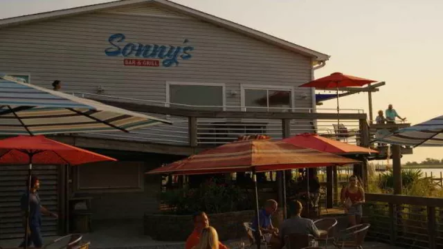 The Sailfish restaurant at Marsh Creek Marine in Wilmington as Sonny's Bar and Grill in Florida Man TV series locations (S01E01)
