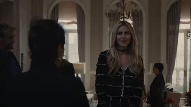 Sandro Andina Textured Striped Cardigan worn by Willa Ferreyra (Justine Lupe) as seen in Succession (S04E04)
