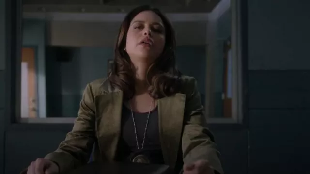 Niza Velvet Blazer worn by Angela Lopez (Alyssa Diaz) as seen in The Rookie (S05E20)