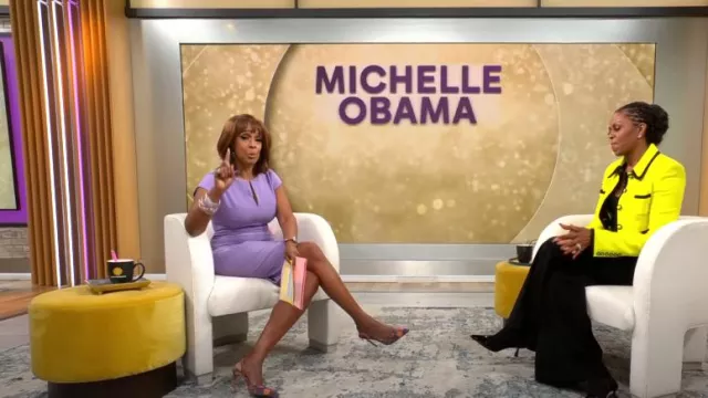 Nora Gardner Daphne Dress in Lilac of Gayle King as seen in CBS Mornings on  April 20, 2023