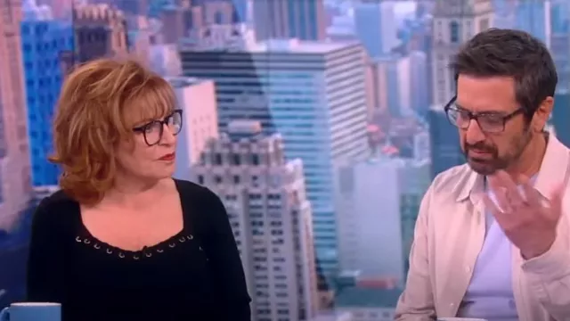 Elie Tahari Metal-Loop Embellished Sweetheart Sweater worn by Joy Behar as seen in The View on  April 20, 2023