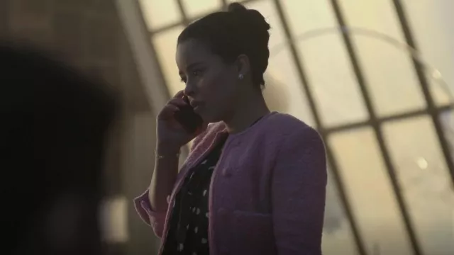 Rotate Birger Christensen Mie Cropped Bouclé Jack­et worn by Mariana Adams Foster (Cierra Ramirez) as seen in Good Trouble (S05E06)