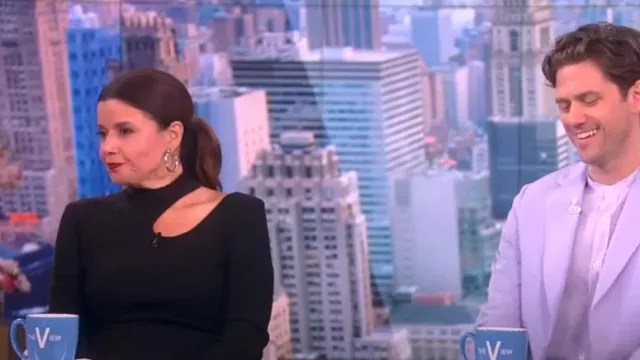 Anine Bing Victoria Cutout Ribbed Cotton Turtleneck Midi Dress worn by Ana Navarro as seen in The View on April 21, 2023