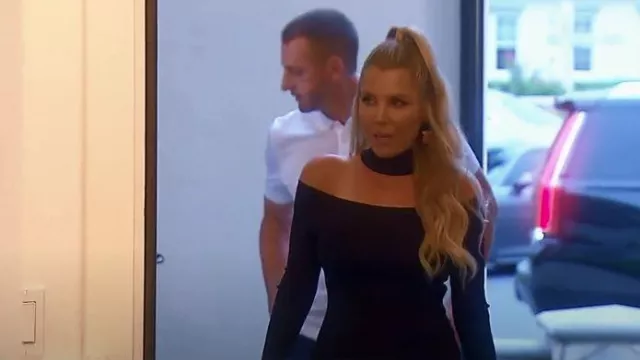Jonathan Simkhai Juliana Knit Basics Off Shoulder Dress worn by Dr. Jen Armstrong as seen in The Real Housewives of Orange County (S16E14)