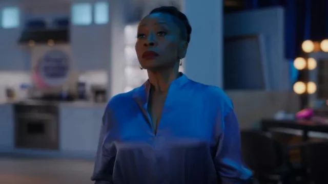 Vince Silk V-Neck Blouse worn by Patricia (Jenifer Lewis) as seen in I Love That for You (S01E07)