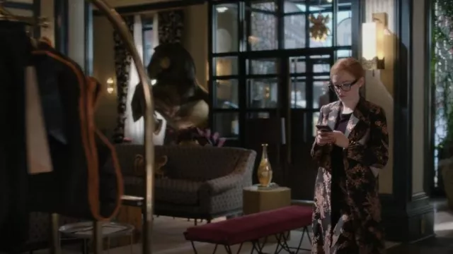 Dries Van Noten Floral Brocade Coat worn by Anna Delvey (Julia Garner) as seen in Inventing Anna (S01E05)