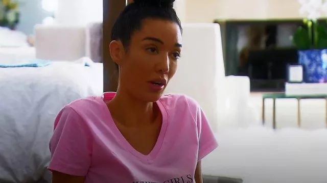 Gay Fun Shirts White Girls Copying Gay Men Print Tee worn by Noella Bergener as seen in The Real Housewives of Orange County (S16E15)