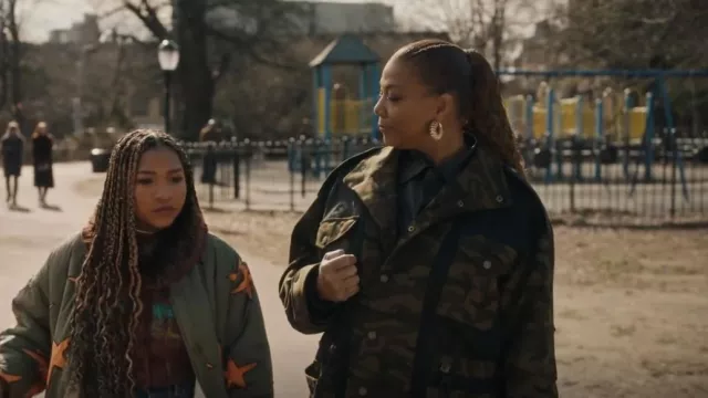 Monse Deconstructed Camouflage Jacket worn by Robyn McCall (Queen Latifah) as seen in The Equalizer (S03E15)