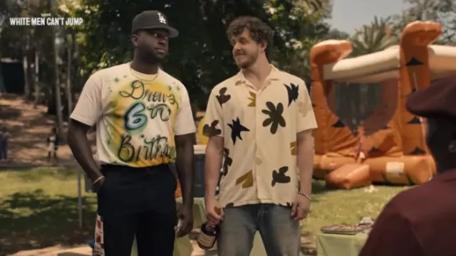 Floral shirt worn by Jeremy (Jack Harlow) as seen in White Men Can't Jump movie
