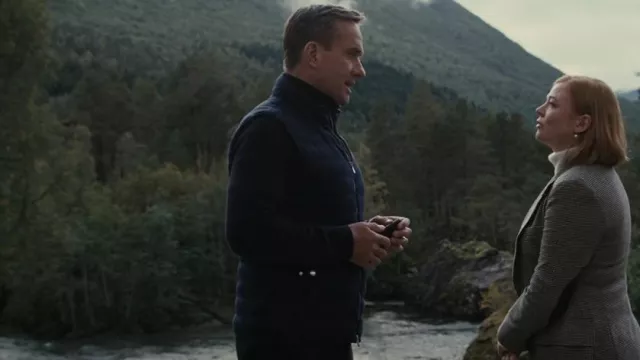 Brunello Cucinelli Cashmere Down Vest worn by Tom Wambsgans (Matthew Macfadyen) as seen in Succession (S04E05)