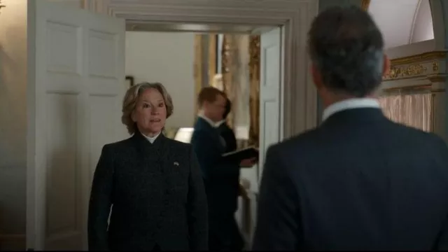 Walker Slater Emma Jacket Lambswool Twill Donegal worn by Francis as seen in The Diplomat (S01E03)