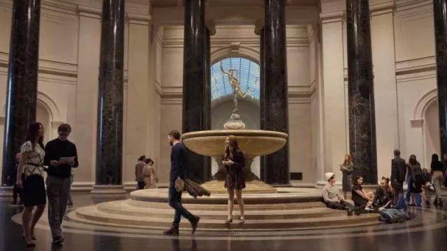 The dome of the main Atrium Hall of the National Gallery of Art visited by Sadie Rhodes (Ana de Armas) Cole Turner (Chris Evans) in Ghosted