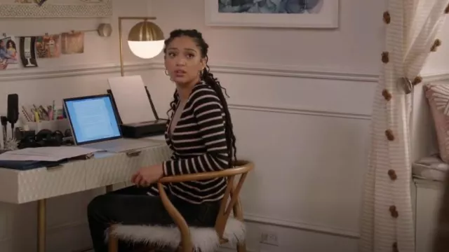 Veronica Beard Shailee Ribbed Stripe Henley Tee worn by Olivia Baker (Samantha Logan) as seen in All American (S05E17)