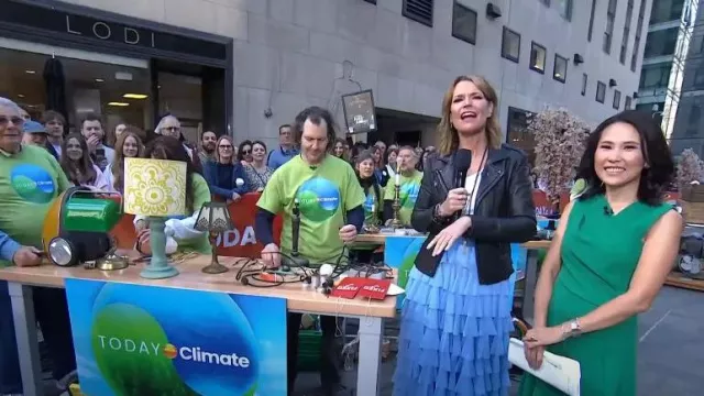 Norma Kamali Ruffled Tiered Tulle Midi Skirt worn by Savannah Guthrie as seen in Today on April 21, 2023