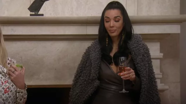 Tibi Curly Faux Shearling Coat worn by Noella Bergener as seen in The Real Housewives of Orange County (S16E16)