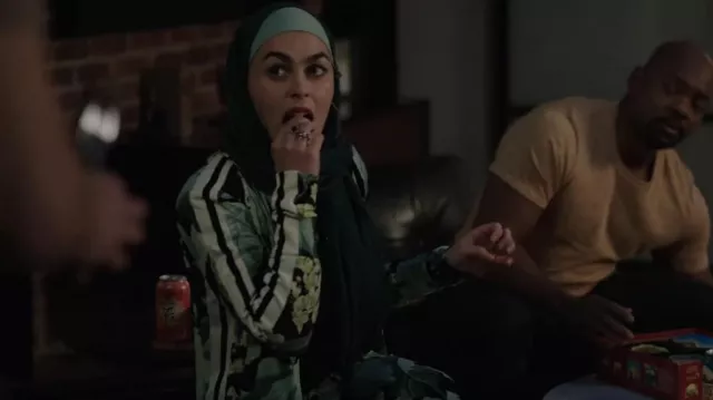 Norma Kamali Side Stripe Turtle Jacket worn by Marjan Marwani (Natacha Karam) as seen in 9-1-1: Lone Star (S04E14)