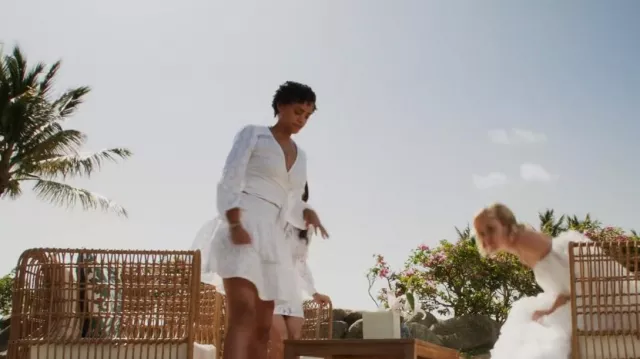 Guess Sandra Wrap Top worn by Ruby Akuda (Kiara Barnes) as seen in Fantasy Island (S02E11)