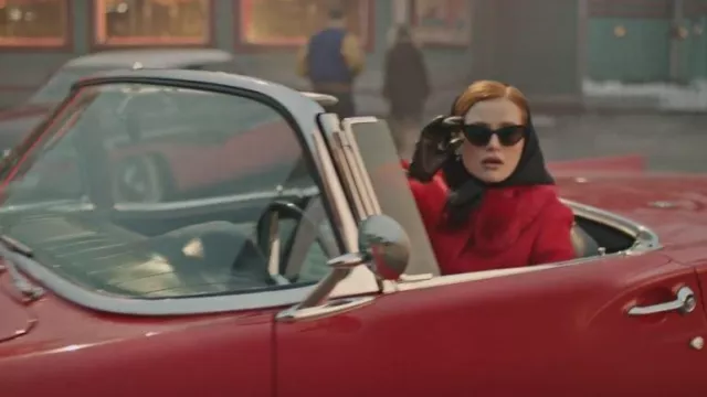 Kate Spade Faux Fur Trim Ani­ta Coat worn by Cheryl Blossom (Madelaine Petsch) as seen in Riverdale (S07E04)