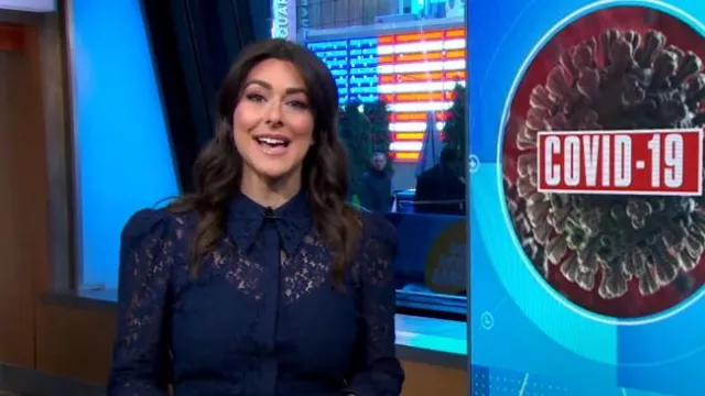 L'Agence Jenica Lace Blouse worn by Erielle Reshef as seen in Good Morning America on April 24, 2023 