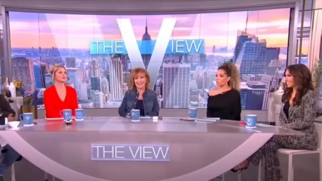 Rosetta Getty Etched Plaid Cropped Flare Pants worn by Alyssa Farah as seen in The View on  April 26, 2023