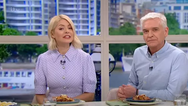 Finery London Jaela Purple Midi Dress worn by Holly Willoughby as seen in This Morning on April 27, 2023