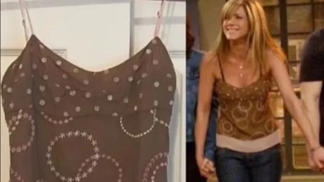BCBG Maxazaria Brown Printed Tank Top worn by Rachel Green (Jennifer Aniston) in Friends TV show (S10E17)