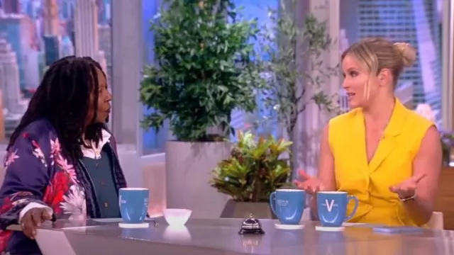 Ulla Johnson Beatriz Notched-Collar Peplum Vest Top worn by Sara Haines as seen in The View on May 1, 2023