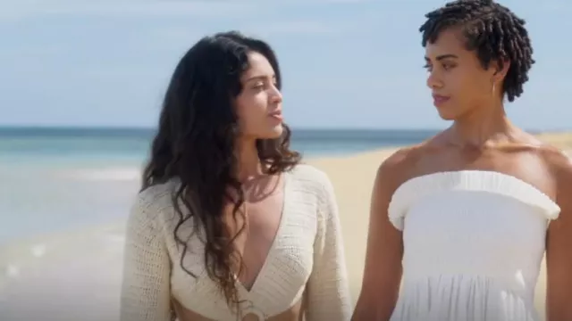 Fore Cut Out Cro­chet Mi­ni Dress worn by Isla (María Gabriela de Faría) as seen in Fantasy Island (S02E12)