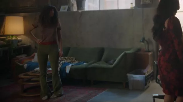 Free Peopel Green Corduroy Pull On Flared Pants worn by Jenna Perez (Maiara Walsh) as seen in Good Trouble (S05E07)