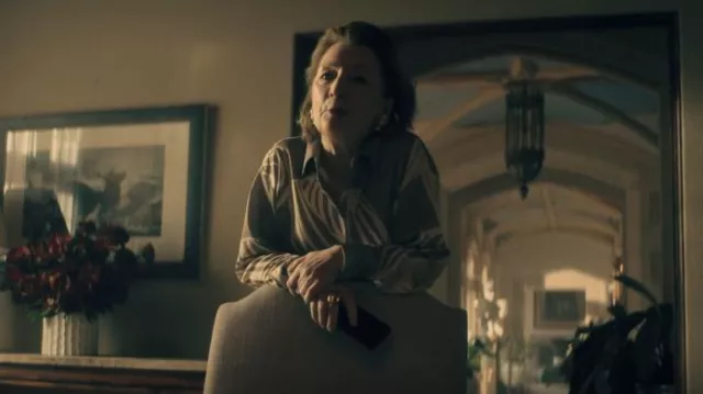 Lafayette 148 New York Tess Print Shirt worn by Dahlia Archer (Lesley Manville) as seen in Citadel (S01E02)