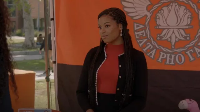 Sandro Beaded Jacket worn by Simone Hicks (Geffri Maya Hightower) as seen in All American (S05E18)