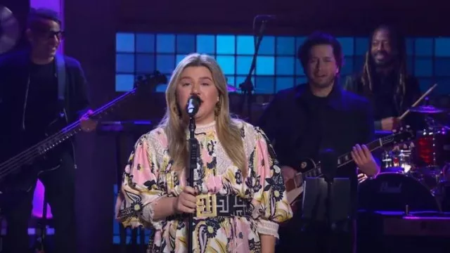 Balmain Maxi Monogram Belt worn by Kelly Clarkson as seen in The Kelly Clarkson Show on May 3, 2023