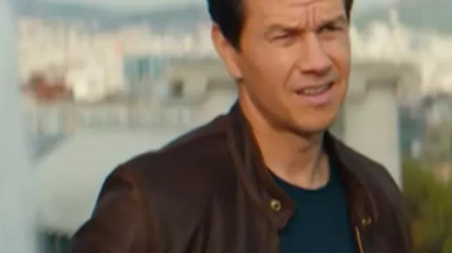 Brown Leather Biker Jacket Men worn by Victor Sullivan (Mark Wahlberg) in Uncharted movie