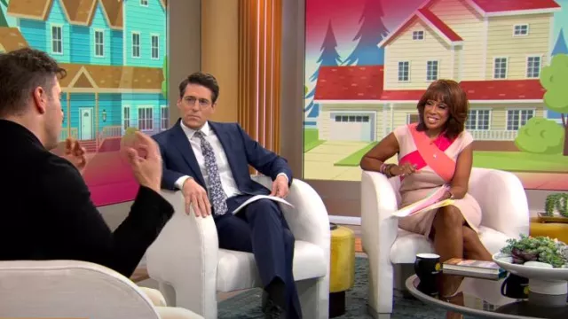 Agnona Cross-Front Cap-Sleeve Dress worn by Gayle King as seen in CBS Mornings on May 4, 2023