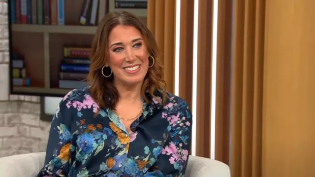 Vince Painted Bouquet Shirt worn by Sarah Gelman as seen in CBS Mornings on  May 4, 2023