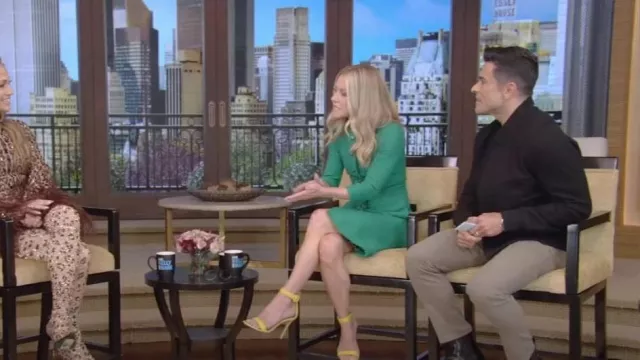 Dolce and Gabbana Button Front Crew Neck Dress worn by Kelly Ripa as seen in LIVE with Kelly and Mark on May 5, 2023