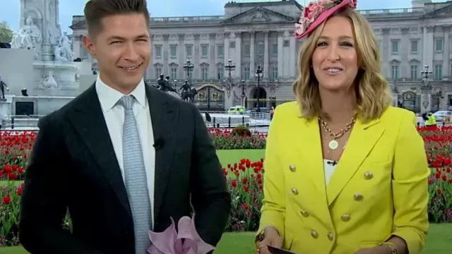 Generation Love Delilah Crepe Blazer worn by Lara Spencer as seen in Good Morning America on May 5, 2023