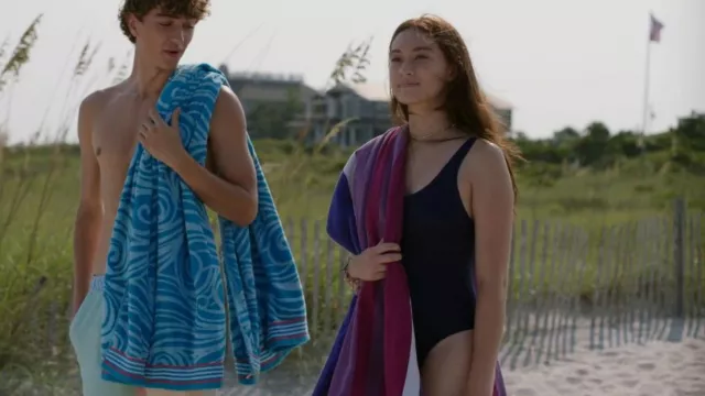 Sold & Striped The Anne Marie Swimsuit worn by Belly Conklin (Lola Tung) as seen in The Summer I Turned Pretty (S01E01)