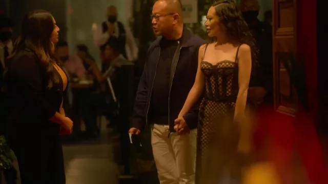Gucci GG Mesh And Lace Bustier worn by Christine Chiu as seen in Bling Empire (S03E01)