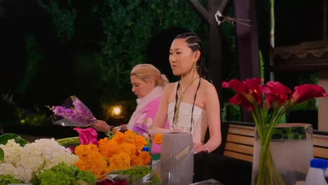 Dion Lee Chest Pocket Lace Corset porté par Jaime Xie comme vu dans Bling Empire (S02E07)