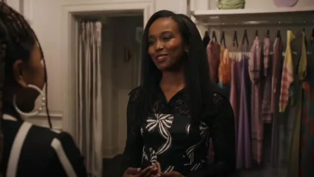Kate Spade Bow Print Flared Dressa worn by Stacey as seen in The Equalizer (S03E16)