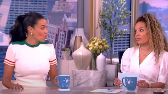 Altuzarra Lydia Gathered Cotton-blend Poplin Midi Shirt Dress worn by Sunny Hostin as seen in The View on May 10, 2023