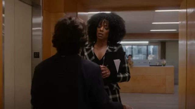 Smythe Birkin Blazer worn by Beverly Crest (Leslie Silva) as seen in So Help Me Todd (S01E20)
