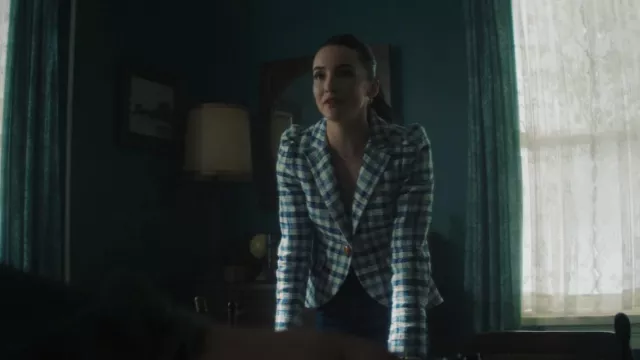 Smythe Pouf Sleeve Check Linen Blend Blazer worn by Bess Marvin (Maddison Jaizani) as seen in Nancy Drew (S03E08)