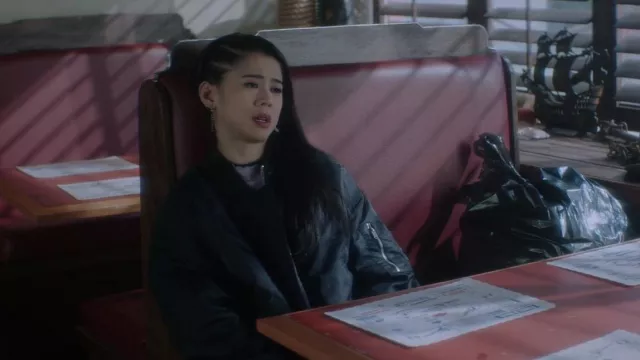 Zara Wa­ter Re­pel­lant Bomber Jack­et worn by Georgia 'George' Fan (Leah Lewis) as seen in Nancy Drew (S03E11)