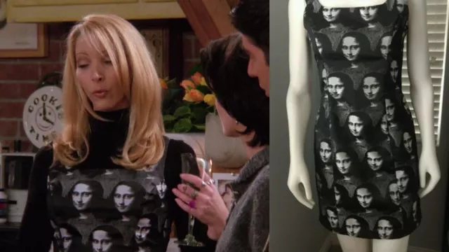 Mona Lisa Print Dress worn by Phoebe Buffay (Lisa Kudrow) in Friends TV series (S02E10)