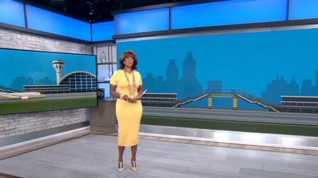 Vestido Fendi Bicolor Midi usado por Gayle King como se ve en CBS Mornings el 15 de mayo de 2023