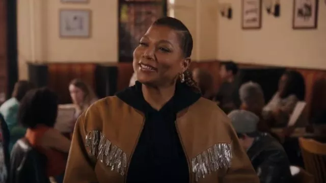 Celine Homme Chain Embellished Fringed Brushed Suede Jacket worn by Robyn McCall (Queen Latifah) as seen in The Equalizer (S03E17)