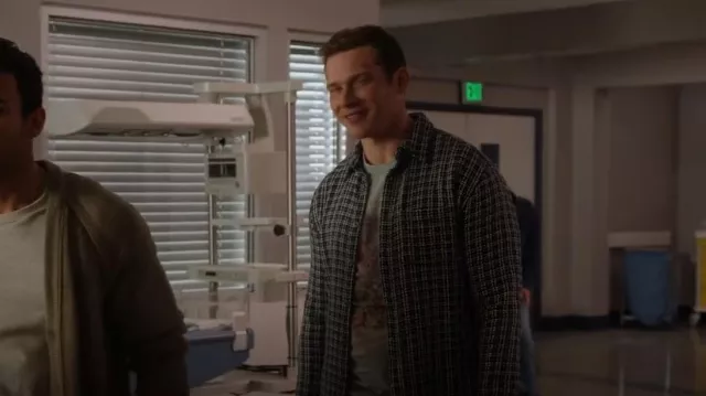 Corridor Reverse Tweed Snow Check Cotton Check Shirt Jacket worn by Evan 'Buck' Buckley (Oliver Stark) as seen in 9-1-1 (S06E18)