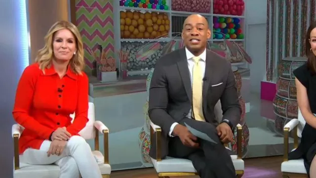 Proenza Schouler White Label Ribbed-Knit Cardigan worn by Jennifer Ashton as seen in Good Morning America on May 16, 2023